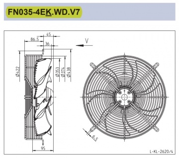  Ziehl FN035-4EK.WD.V7, Ø 350 mm, 1260 rpm